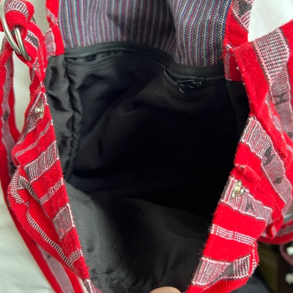 Sagada Weaving Bag Handwoven Crossbody Front Flap Red Black White Cotton Pocket - Picture 3 of 6